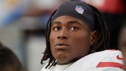 GLENDALE, AZ - OCTOBER 28: San Francisco 49ers linebacker Reuben Foster (56) looks on in game action during an NFL game between the Arizona Cardinals and the San Francisco 49ers on October 28, 2018 at State Farm Stadium in Glendale, Arizona. (Photo by Robin Alam/Icon Sportswire via Getty Images)