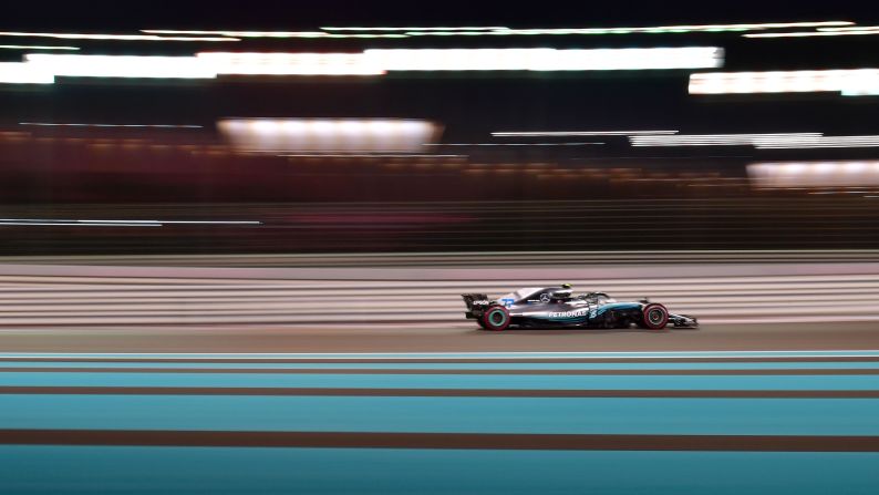 Mercedes' Finnish driver Valtteri Bottas steers his car during the Abu Dhabi Formula One Grand Prix on Sunday, November 25 in Abu Dhabi.