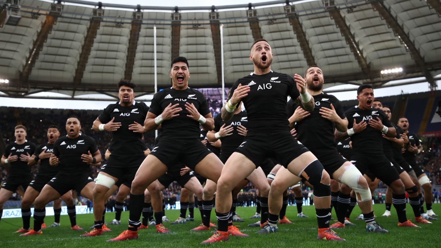The All Blacks wore rainbow laces in the clash with Italy in Rome Saturday. 