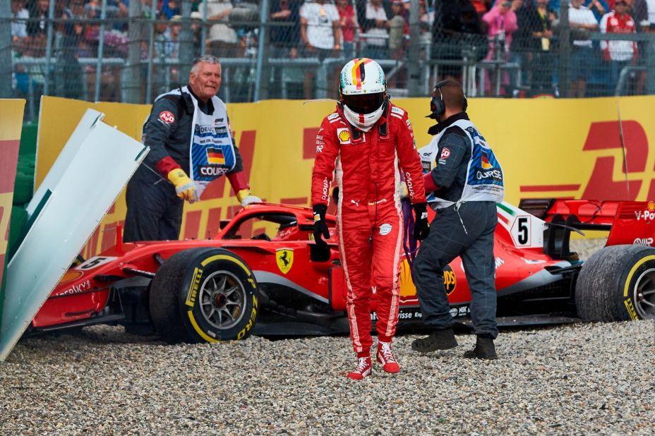 For Ferrari, 2018 is likely to go down as the season of what might have been. Boasting the fastest car for much of the year, crucial and basic mistakes opened the door for Hamilton and Mercedes to take the title. Arguably Vettel's personal nadir came at the German Grand Prix. Leading the way and on course for a first ever victory on home soil, a lapse in concentration saw him slide off the track and onto the gravel in wet conditions. Vettel pounded his fists on his steering wheel and had to watch on as Hamilton climbed from 14th to take an unexpected victory.