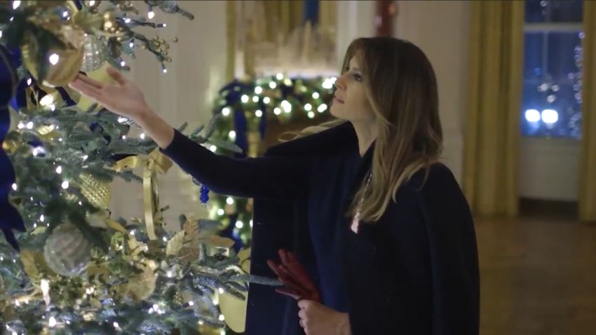 The White House unveiled its Christmas decorations on Monday.
