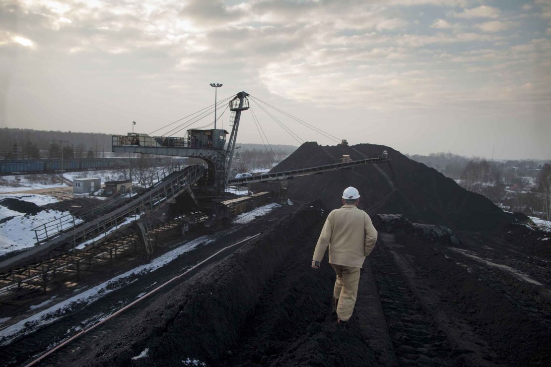 A worker at the Bielszowice coal mine, in Ruda Slaska, Poland,  February 2015. 