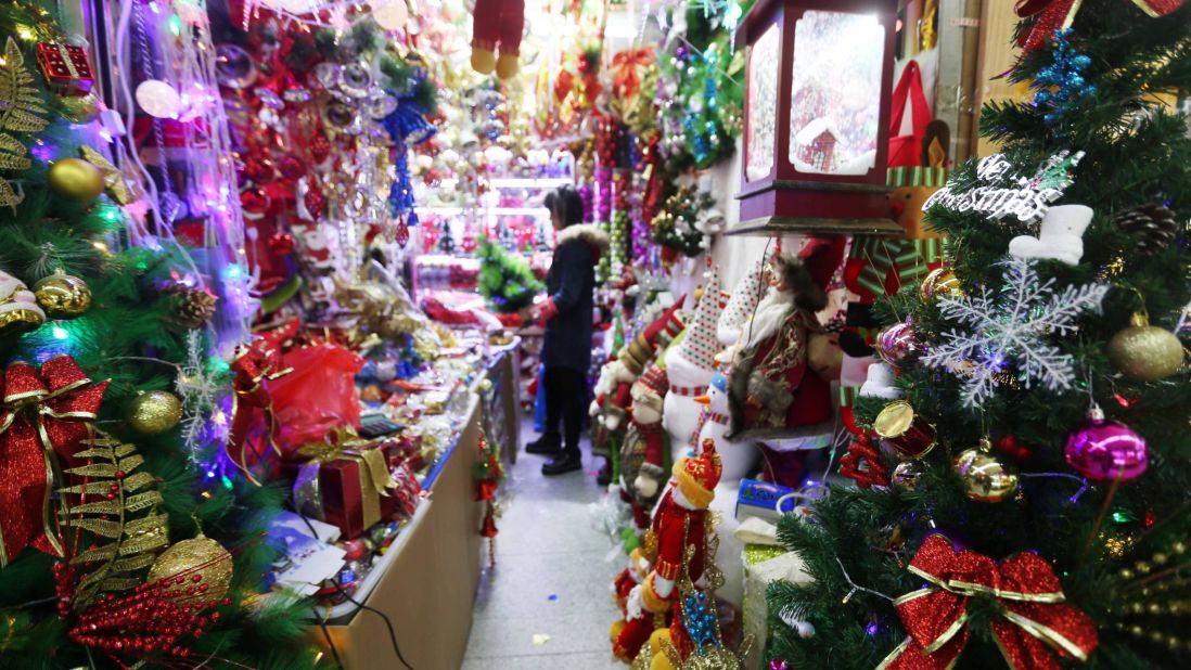 <strong>Advent in China:</strong> The secular Christmas season is becoming more popular in China. Visitors will find decorations and holiday decor for sale in a shop in Shanghai.