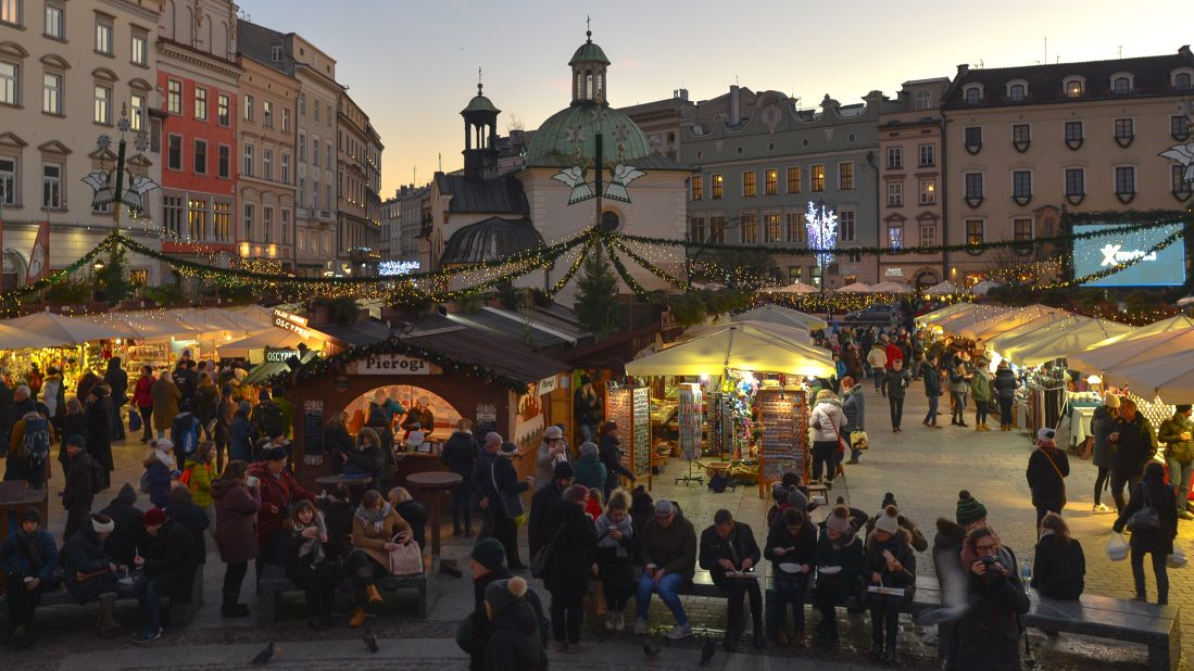 <strong>Advent in Poland:</strong> Overwhelmingly Catholic Poland takes Advent and Christmas seriously. This is a general view of the Christmas Market in Krakow's Main Square.