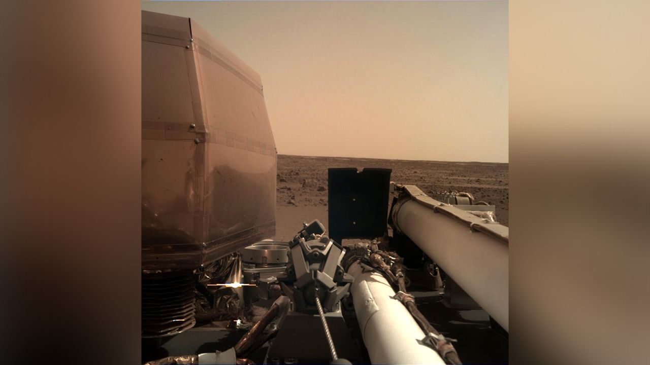 InSight took this image on November 26, 2018, as it was deploying its solar arrays. 