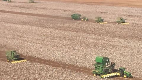 Dozens of farmers brought in millions of dollars worth of machinery to harvest Greg Bishop's cotton crop.