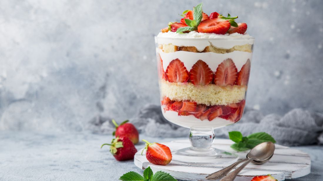 <strong>Trifle, United Kingdom:</strong> Tender layers of sherry-soaked sponge cake alternate with jam, custard and -- in a practical British twist -- almost anything sweet and delicious the baker has on hand, as long as it's topped with a lush blanket of whipped cream.  