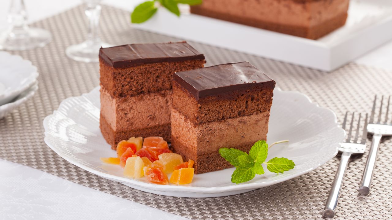 <strong>Rigó Jancsi, Hungary: </strong>This fluffy chocolate sponge cake is sandwiched with apricot jam and airy chocolate mousse in this classic treat. 