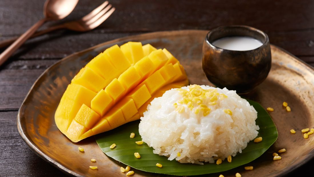 <strong>Sticky Rice with Mango, Thailand: </strong>The sweet world of mangos includes hundreds and hundreds of cultivars, but for a truly Thai sticky rice with mango there are just two favored varieties: choose between nam dok mai, a sweet, yellow fruit that's pertly curvaceous, or aok rong, whose higher acidity offers a pleasant counterpoint to the sweet rice. <br />