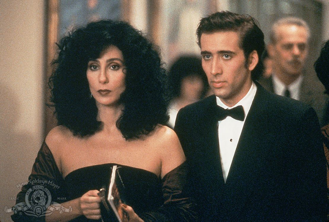 (From left) Cher as Loretta Castorini and Nicolas Cage as Ronny Cammareri co-star in "Moonstruck." Cher won an Oscar for best actress in this role.