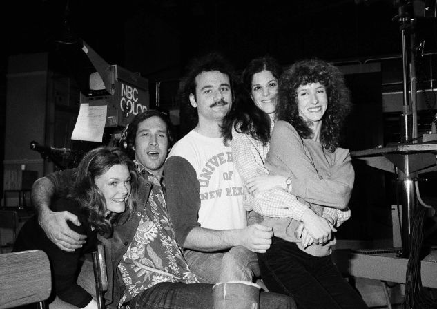 Radner was part of a star-studded "SNL" cast, as evidenced by this set photo of Curtin, Chevy Chase, Bill Murray, Radner and Newman from 1978.