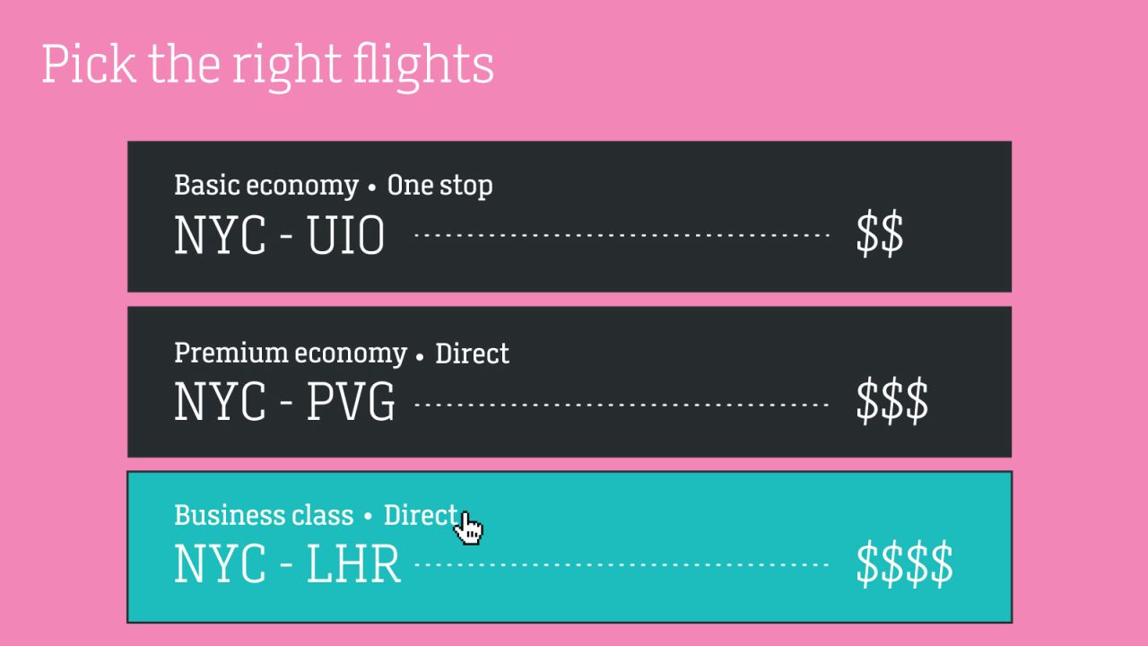 <strong>Pick the right flights: </strong>This is not a vacation. You're looking for the fastest routing with just enough miles flown and just enough dollars spent to get the job done. Be open-minded about where the journey will take you.