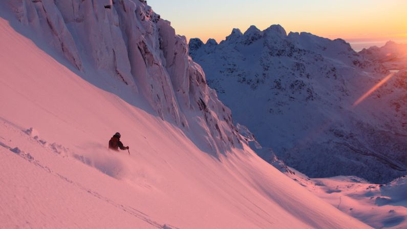 <strong>Bathed in pastel:</strong> Elisabeth Braaten, co-owner of Lyngen Lodge, calls the May light "spectacular."