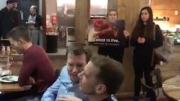 The protesters stayed inside the restaurant for around 20 minutes