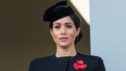 LONDON, ENGLAND - NOVEMBER 11: Meghan, Duchess of Sussex during the annual Remembrance Sunday memorial at the Cenotaph on November 11, 2018 in London, England. (Photo by Mark Cuthbert/UK Press via Getty Images)