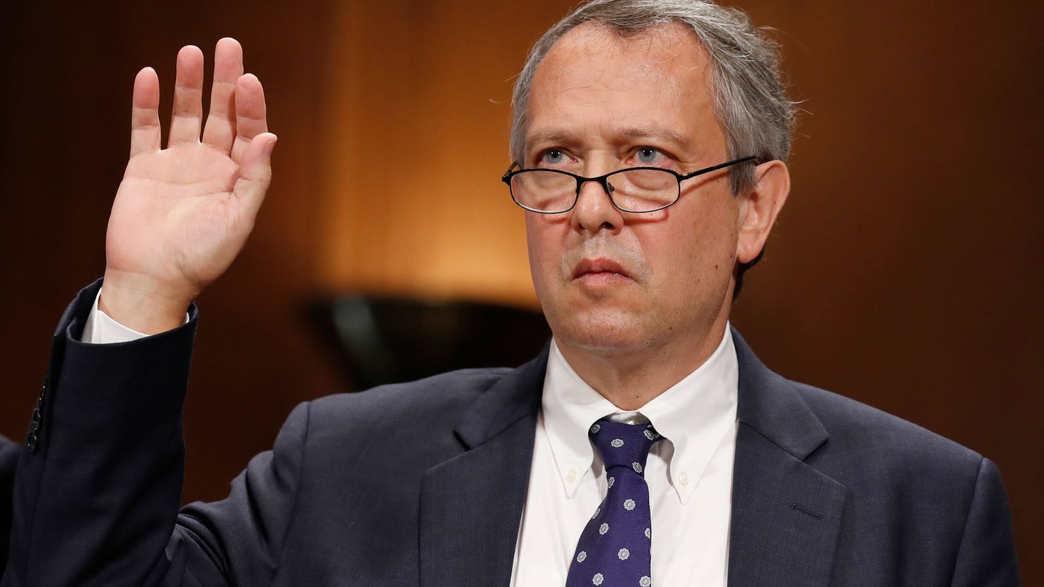 Thomas Farr is sworn in 2017 during a Senate Judiciary Committee hearing on his nomination to be a District Judge on the United States District Court for the Eastern District of North Carolina, on Capitol Hill in Washington. (AP Photo/Alex Brandon, File)