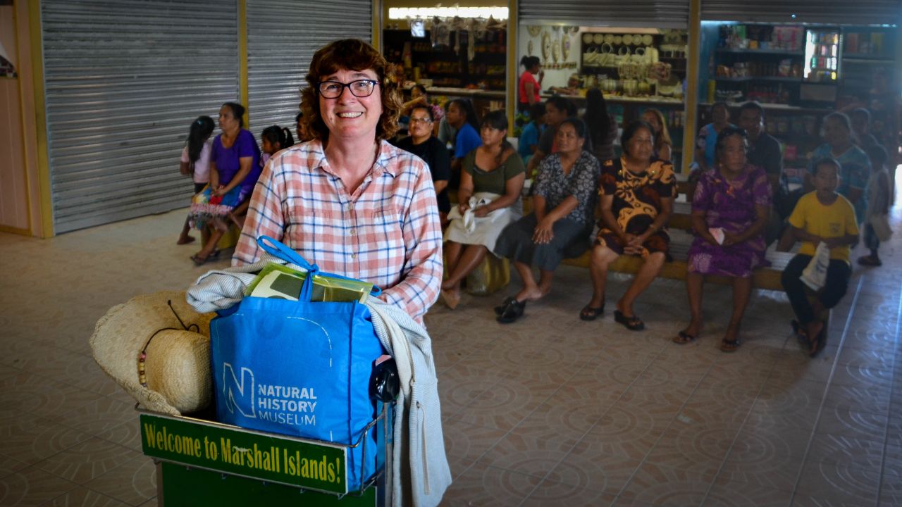 Ginny Turner, a British teacher arriving to spend a year in the Marshall Islands.