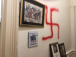 Professor Elizabeth Midlarsky, told CNN, "I opened the outer door and almost passed out," when she saw the two swastikas spray-painted in red on the walls of her office.