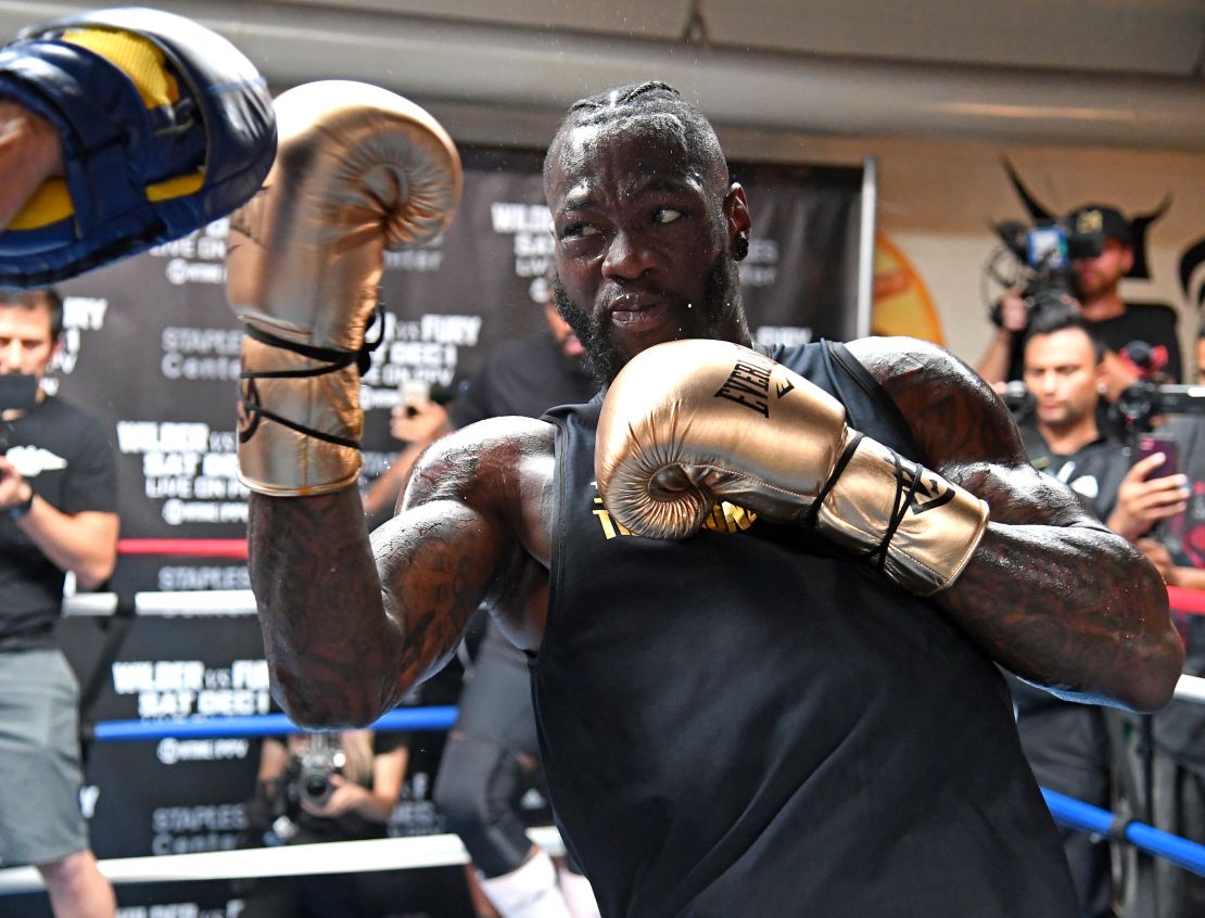 Deontay Wilder trains in California earlier this month ahead of his fight against Fury. 