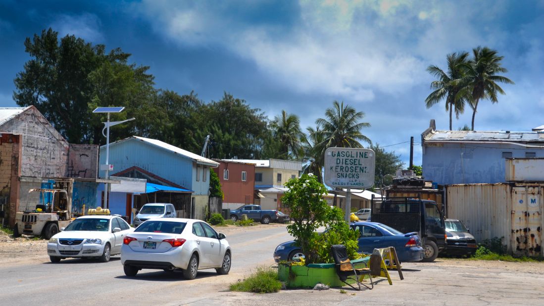 <strong>Street scene in Majuro</strong>: There's only one road in Majuro and it runs the length of the island.