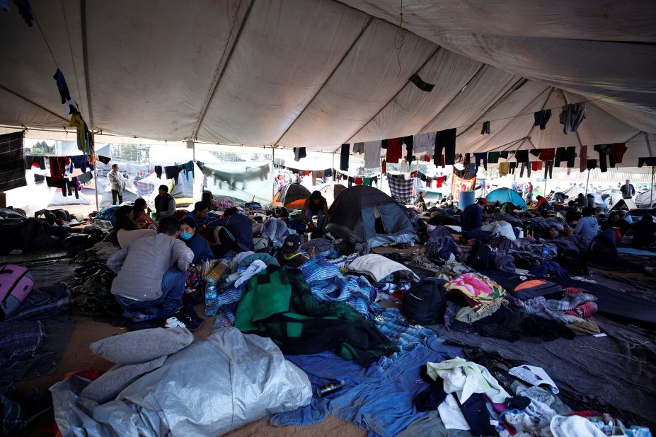 Clotheslines hang over tents and sleeping bags inside the shelter on Wednesday, November 28.