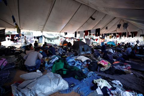 Clotheslines hang over tents and sleeping bags inside the shelter on Wednesday, November 28.