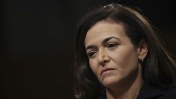 Facebook chief operating officer Sheryl Sandberg testifies during a Senate Intelligence Committee hearing on September 5, 2018. 
