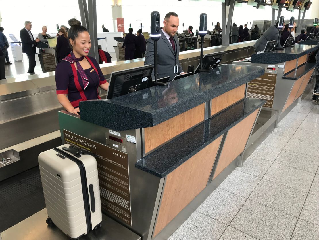 Biometric facial recognition cameras have been installed at Delta Air Lines' baggage drop station at Hartsfield-Jackson Atlanta International Airport.