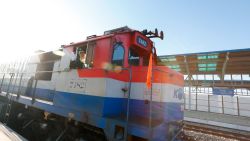 PAJU, SOUTH KOREA - NOVEMBER 30:  A South Korea train prepares to travel across the border into North Korea on Dorasan station on November 30, 2018 in Paju, South Korea. South Korea sent rail cars and dozens of officials to North Korea on Friday for joint surveys on northern railway sections the countries hope someday to connect with the South. (Photo by Jeon Heon-Kyun-Pool/Getty Images)