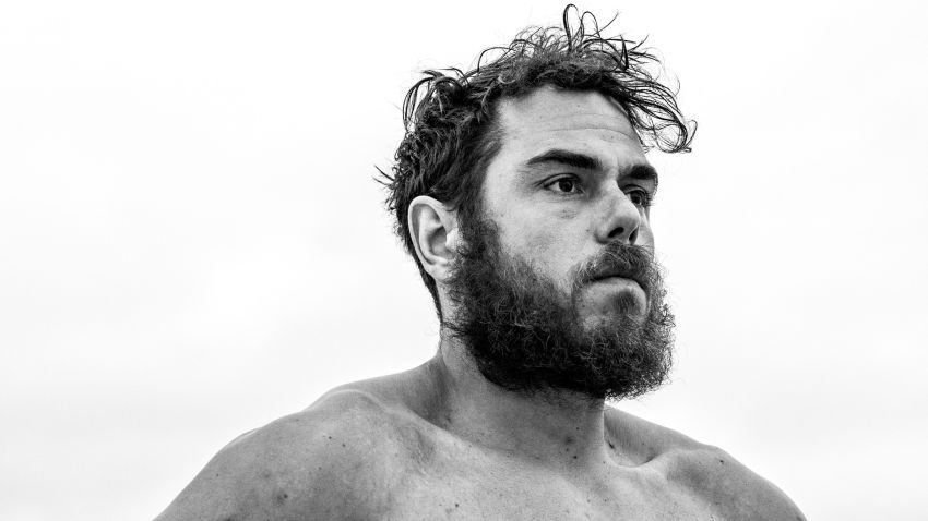 Ross Edgley swimming black and white