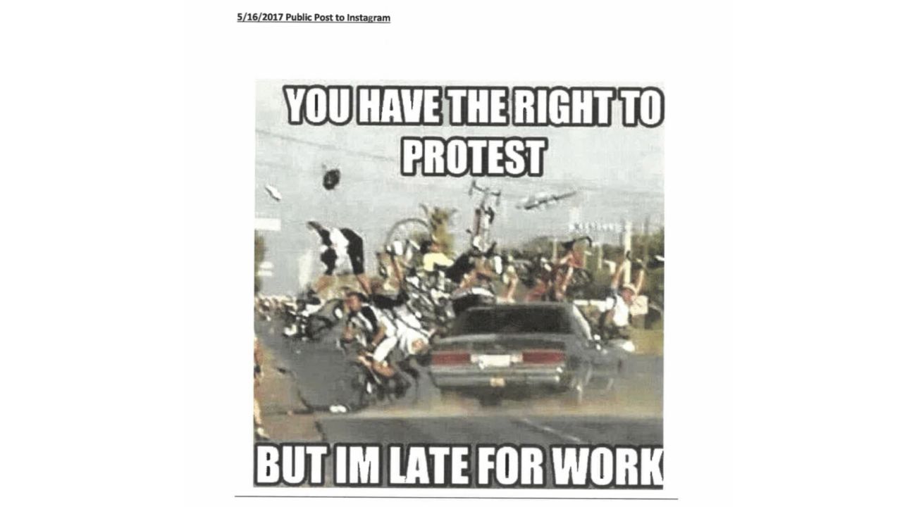 An Instagram post made May 16, 2017, by James Fields, put into evidence by the prosecution at his trial.