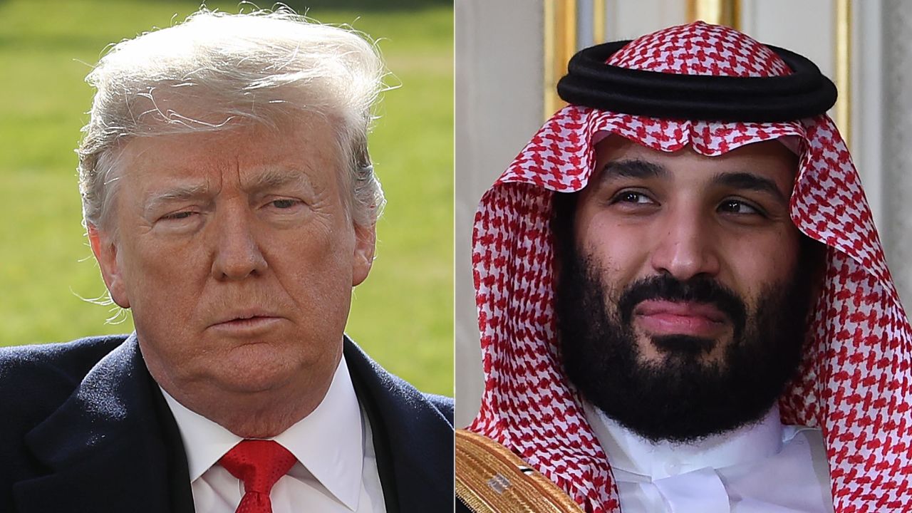 LEFT: WASHINGTON, DC - NOVEMBER 29: U.S. President Donald Trump waves while finishing answering questions from the press while departing the White House November 29, 2018 in Washington, DC. Trump answered numerous questions regarding his former attorney Michael Cohen's recent court appearance and testimony before departing. (Photo by Win McNamee/Getty Images)

RIGHT: Saudi Arabia's Crown Prince Mohammed bin Salman is pictured while meeting with the Tunisian President at the presidential palace in Carthage on the eastern outskirts of the capital Tunis on November 27, 2018. (Photo by FETHI BELAID / AFP)        (Photo credit should read FETHI BELAID/AFP/Getty Images)