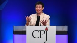 NEW YORK, NEW YORK - NOVEMBER 20:  Maria Ressa speaks onstage at the Committee To Protect Journalists' International Press Freedom Awards at the Grand Hyatt on November 20, 2018 in New York City. (Photo by Dia Dipasupil/Getty Images for CPJ)