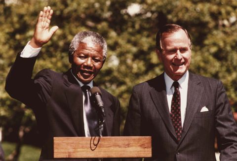 Bush hosted Nelson Mandela, South Africa's anti-apartheid leader and future president, at the White House in June 1990.
