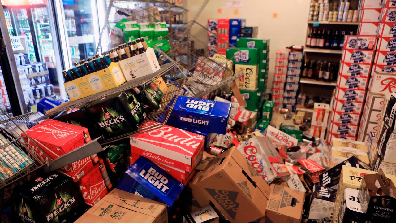 The earthquake sent items falling off the shelves Friday.