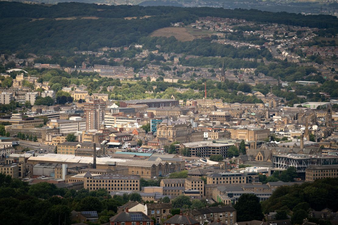 Huddersfield, pictured in August, lies between Manchester and Leeds in northern England.