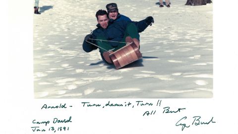 Schwarzenegger Bush Sledding