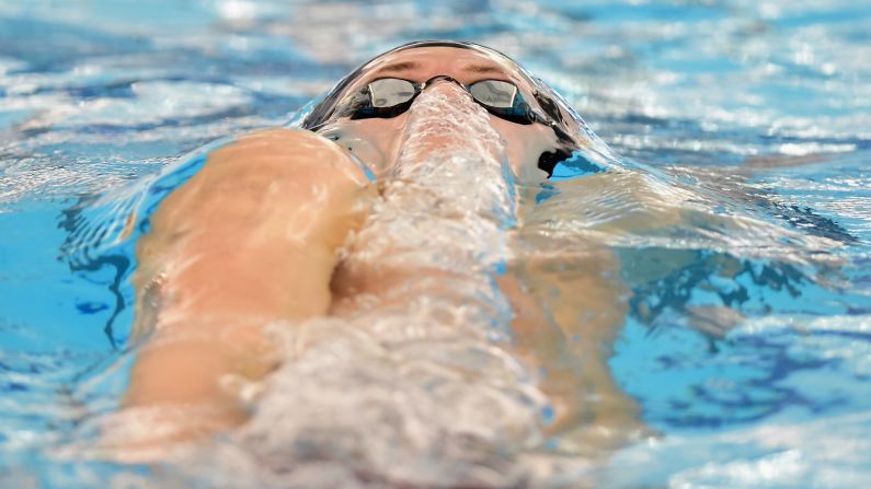 Dom Polling competes in the Men's 200 meter individual medley during the Swimming Winter National Championships on Thursday, November 29, in Greensboro, North Carolina.