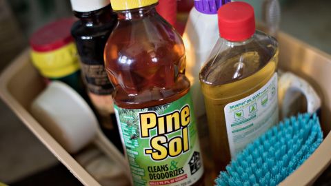 A classroom assistant mistook Pine-Sol for apple juice.
