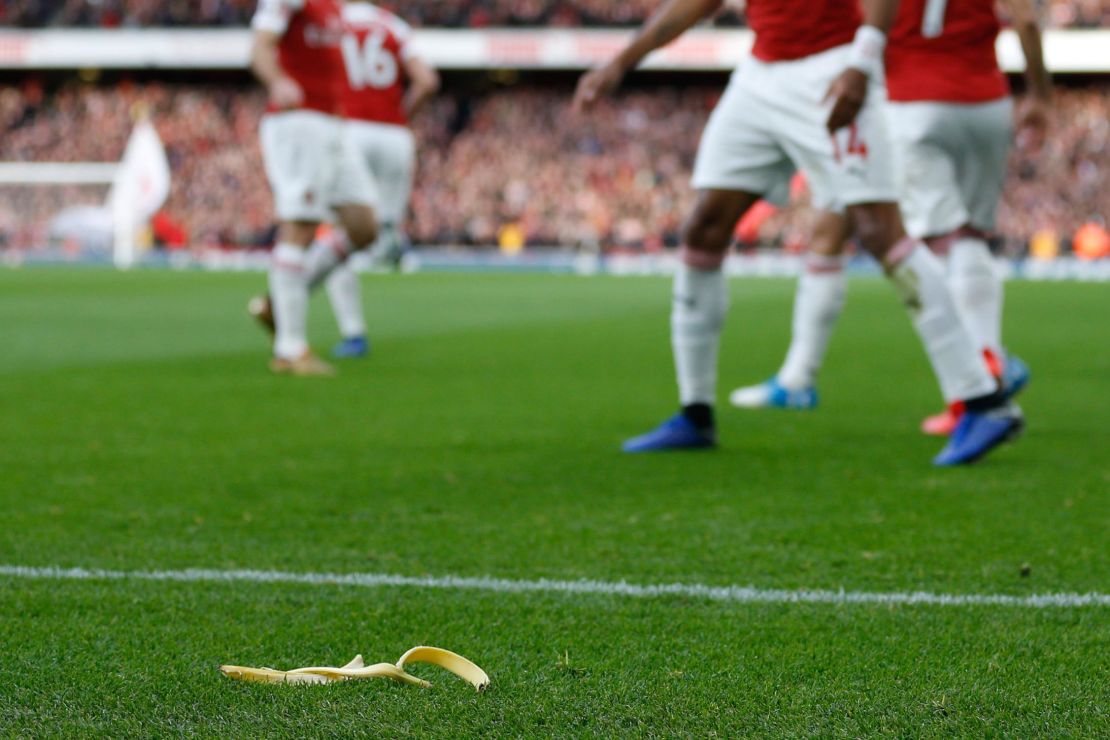 The incident comes a week after Aubameyang had a banana thrown at him.