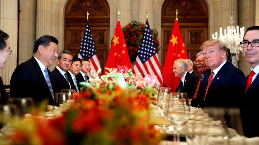 FILE - In this Dec. 1, 2018, file photo, U.S. President Donald Trump, second right, and China's President Xi Jinping, second left, attend their bilateral meeting at the G20 Summit in Buenos Aires, Argentina. A U.S.-Chinese cease fire on tariffs gives jittery companies a respite but does little to resolve a war over Beijing's technology ambitions that threatens to chill global economic growth.