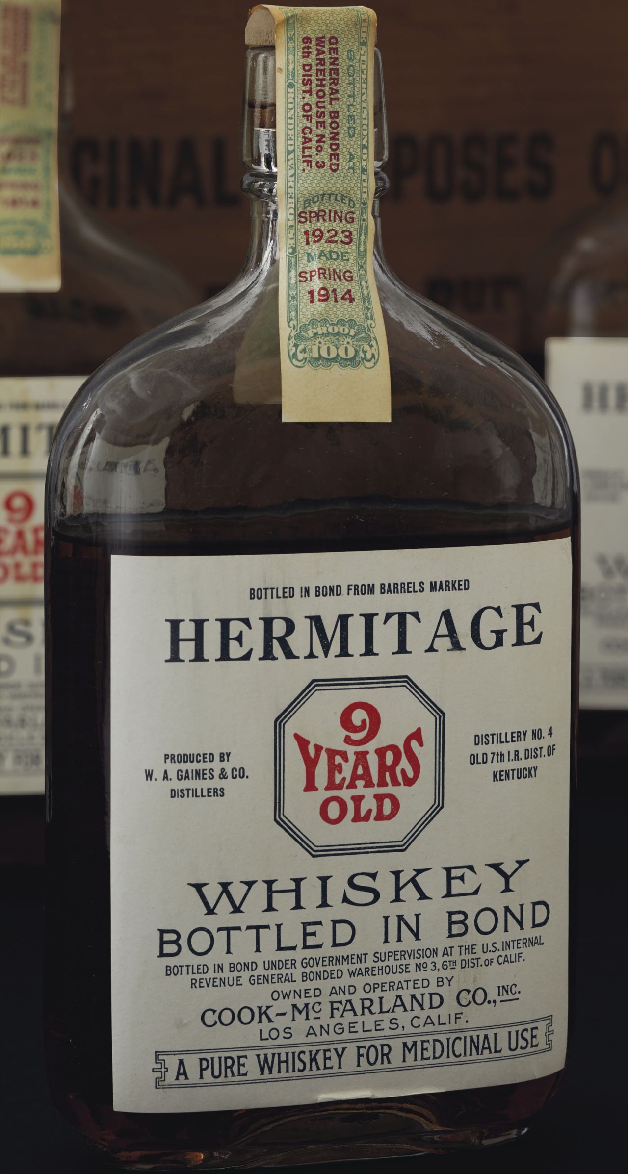 Christies will auction off 40 cases of unopened bonded whiskey bottled between 1908 and the 1930s, including a lot of Hermitage whiskey pints distilled around 1914.