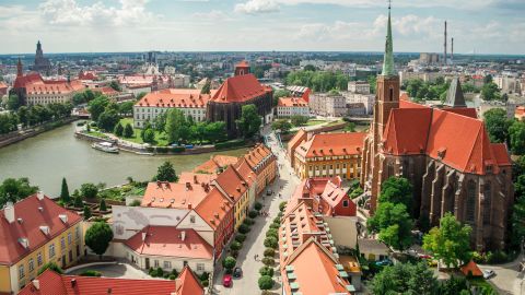 panorama of old town cityscape, Wroclaw, Poland