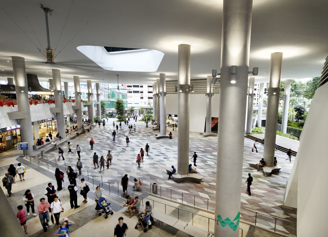 A covered public area in the Kampung Admiralty complex.