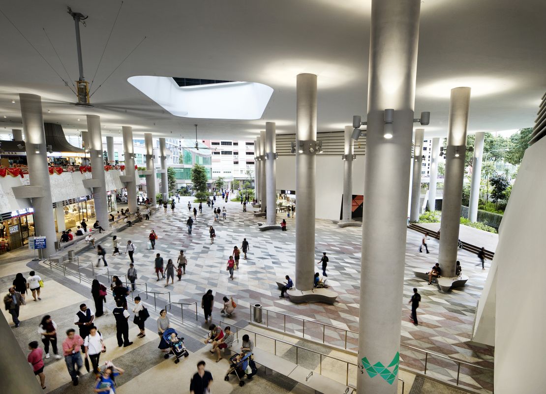 A covered public area in the Kampung Admiralty complex.