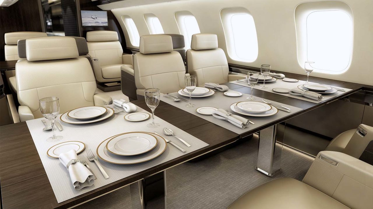 The dining area of the Global 7500.