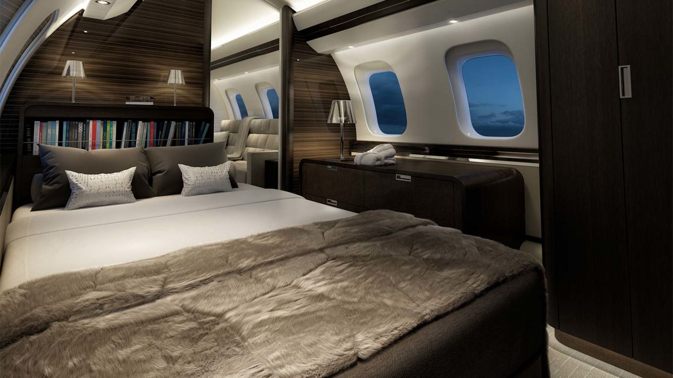<strong>Cabin space:</strong> The spacious cabin of the Global 7500 has room for a dedicated, permanent bedroom area. 