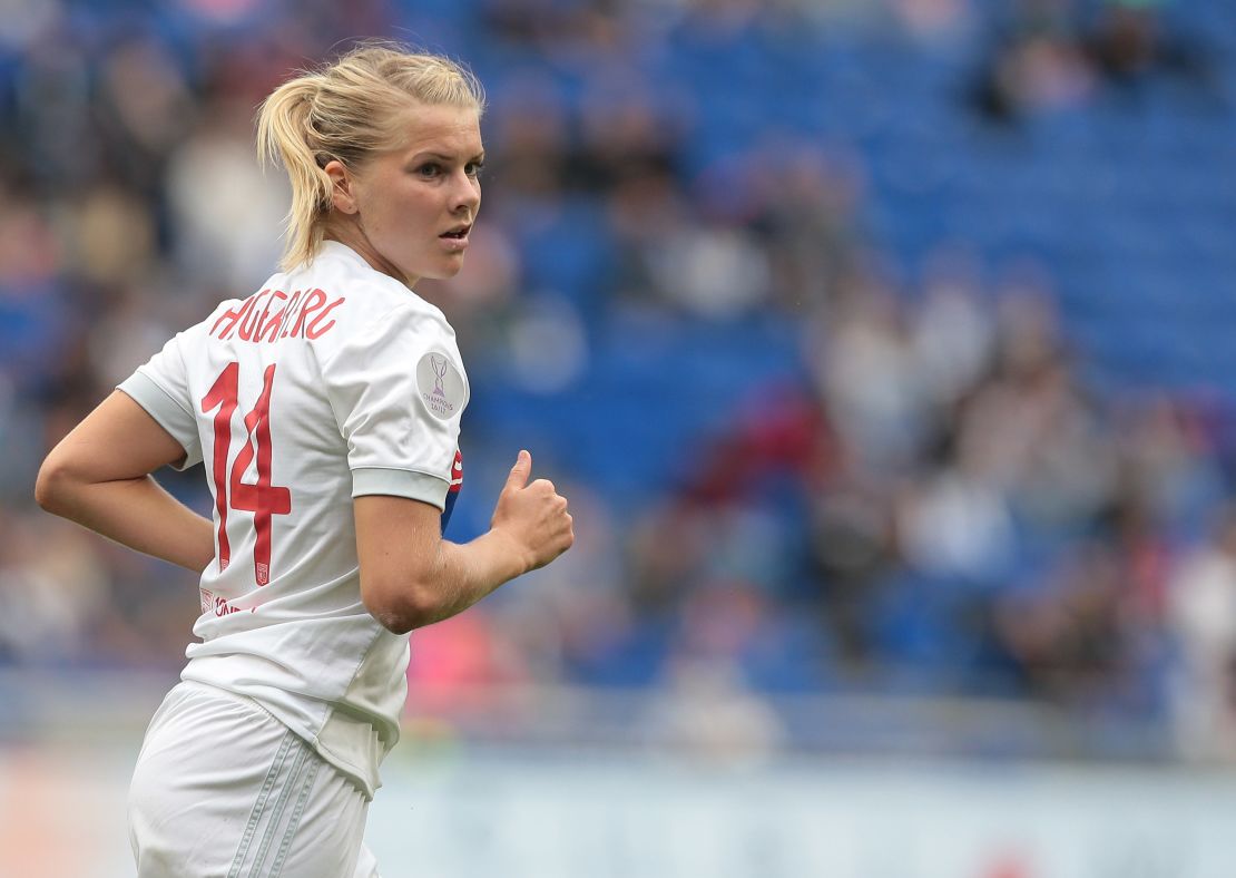 Hegerberg in action for Olympique Lyonnais during the UEFA Women's Champions League semifinal.