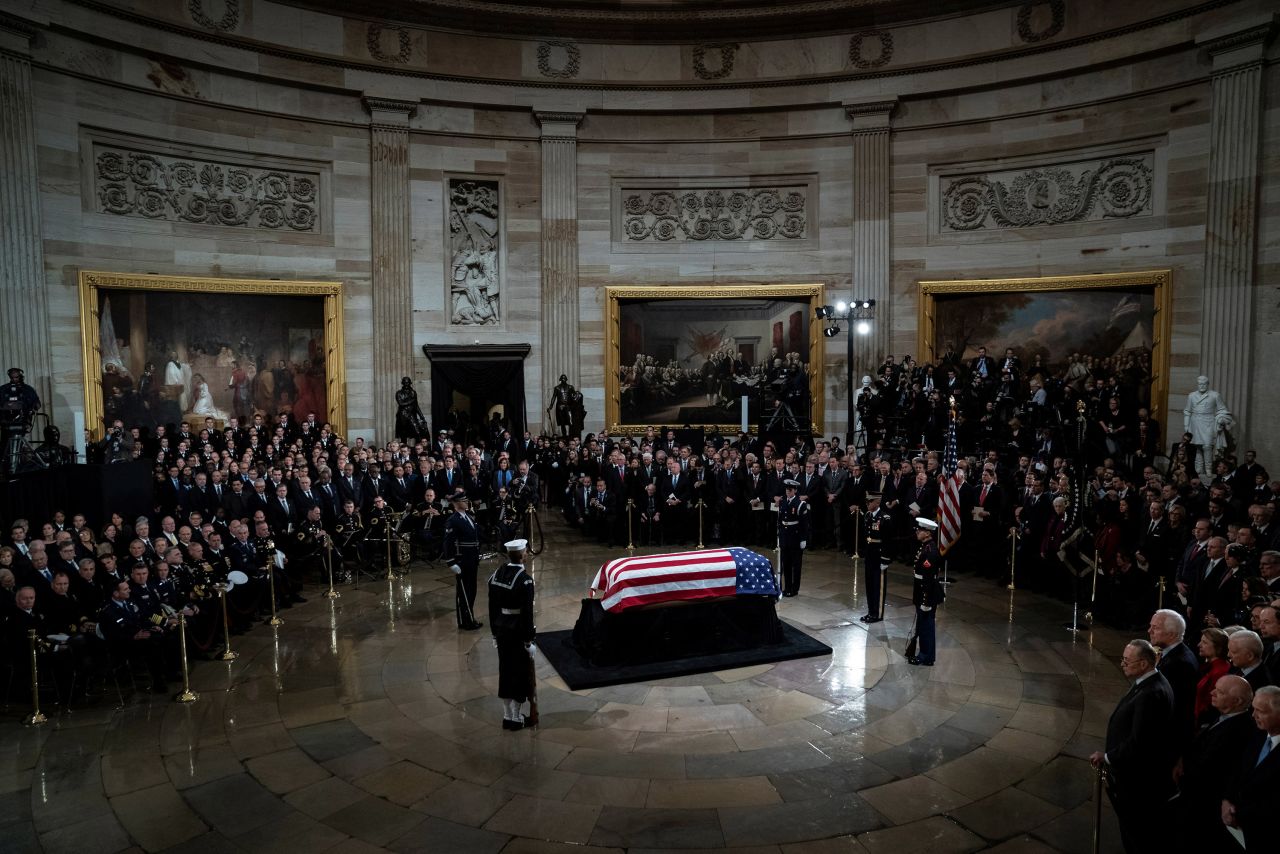Bush lies in state in the Capitol rotunda.