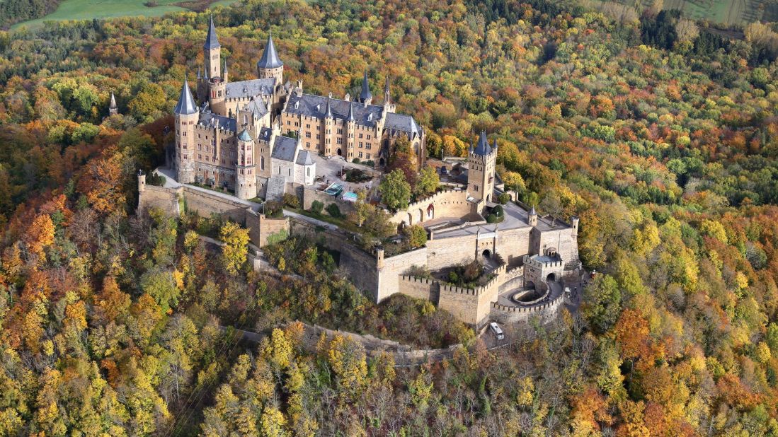 <strong>Hohenzollern Castle: </strong>Hohenzollern Castle, on top of a gentle hill 30 miles south of Stuttgart, belonged to the family of the German Kaiser. The castle was destroyed and rebuilt twice.